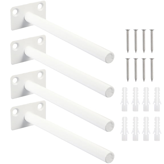 OFFIGAM 4Sets White Blind Floating Bracket Invisible Support for Wall Mounted Wooden Shelves Home Use