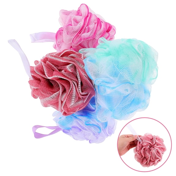OFFIGAM 4-Pack Exfoliating Loofah Bath in Assorted Colors for Skin Cleansing and Bathing, Ideal for Couples