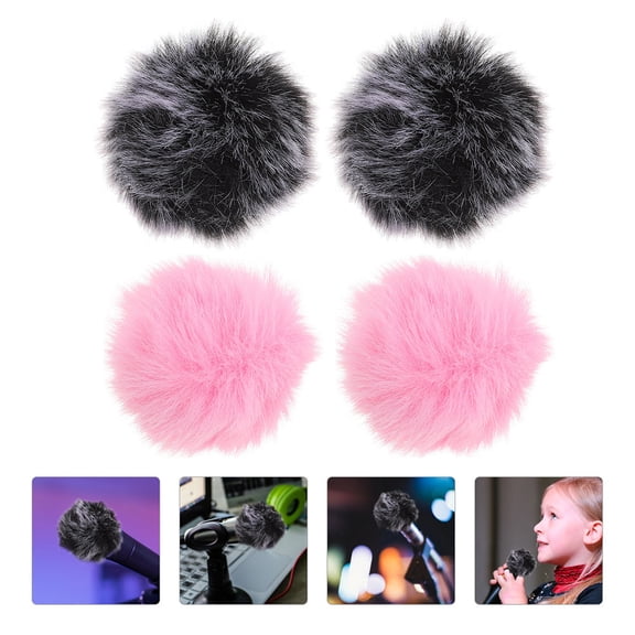 OFFIGAM 4pcs Fur Microphone Covers Microphone Protector For Recording Stage Use Wind Easy To Replace Clean