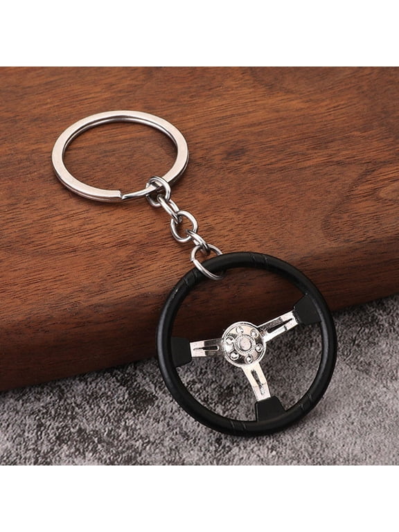 Racing Three-Spoke Steering Wheel Keychains 4 Pieces