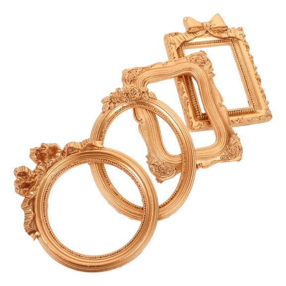 OFFIGAM Golden Vintage Picture Frame Set for Storage with Victorian Design Ideal for Desktop Display 4pcs