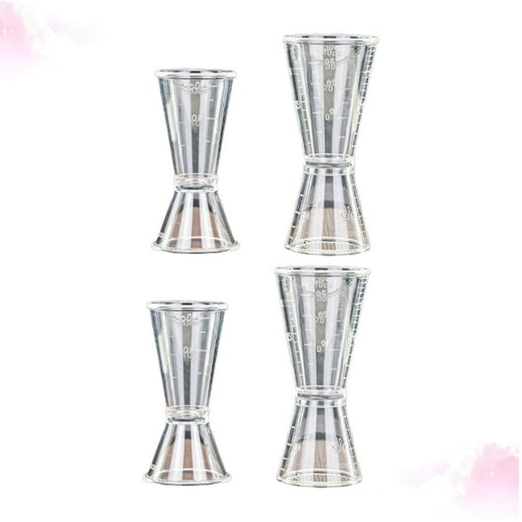 OFFIGAM 4pcs Small Transparent Measuring Cups Double-Headed Bar Tool for Precise Liquid and Powder Measurement