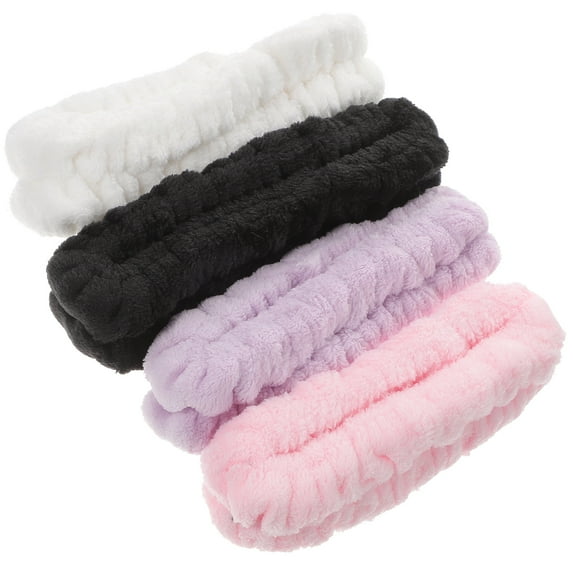 OFFIGAM 4-Pack Non- Elastic Headbands for Women, Soft Makeup and Face Cleaning Bands for Shower, Skincare, and Beauty Routine