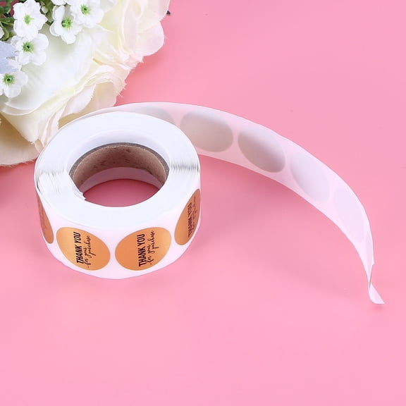 OFFIGAM 500Pcs Packaging Sticker Roll with Strong Adhesive Golden Decorative Labels for Sealing Bags
