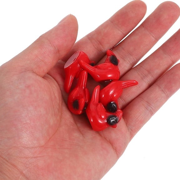 OFFIGAM 50Pcs Bird Craft Statue Ornaments Tiny Cardinal Figurine Red Plastic For Desktop Decoration
