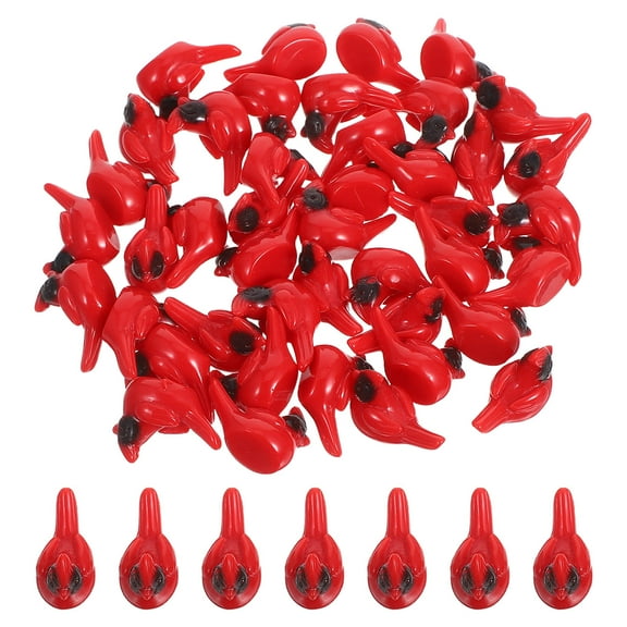 OFFIGAM 50Pcs Bird Craft Statue Ornaments Tiny Cardinal Figurine Red Plastic For Desktop Decoration