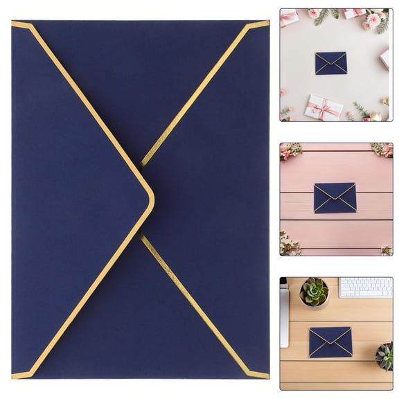 OFFIGAM 50Pcs Dark Flap Envelopes with Gold Foil Border Elegant Wedding Invitation Cards