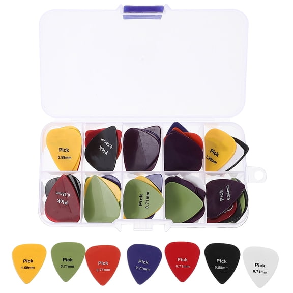 OFFIGAM 50Pcs Guitar Picks Accessories Kit Durable Thick Picks Suitable for Bass Ukulele Guitar