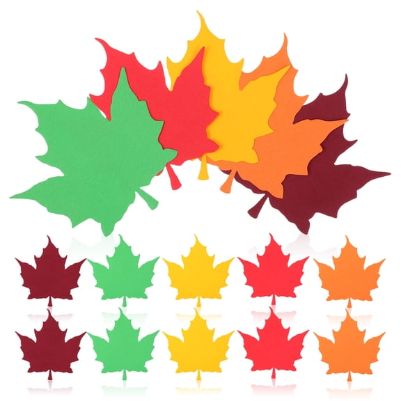 OFFIGAM 50 Pcs Multicolor Fall Leaf Paper Cutouts, Autumn Leaves Classroom Bulletin Board Decor for Crafts and Party Decor