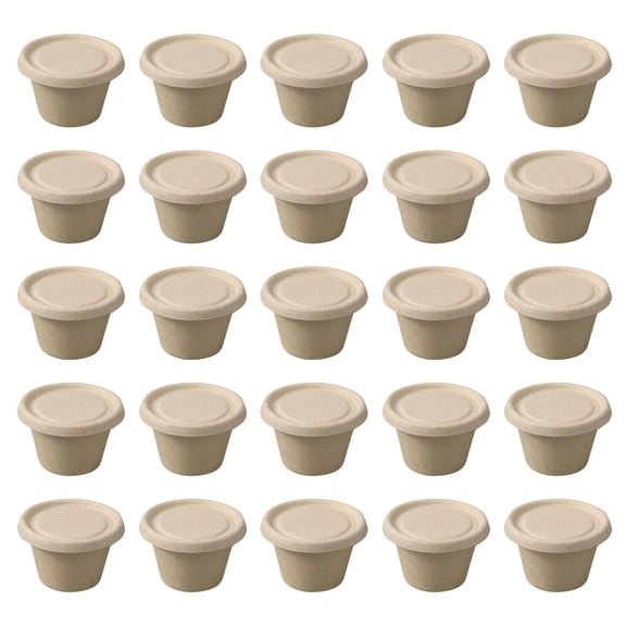 OFFIGAM 50Pcs Seasoning Boxes with Sealing Lids, Khaki Paper Pulp Condiment Containers for Food Storage, Picnic, Camping, School Use