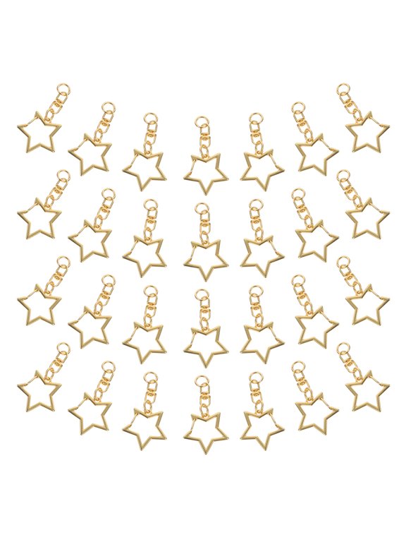 50Pcs Star Shape Spring Clip Keychains with Durable Metal Construction for Crafts