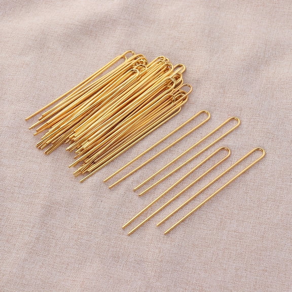 OFFIGAM 50Pcs U Shape Hairpin Golden DIY Hair Fork for Durable Stylish Decoration and Easy Wear