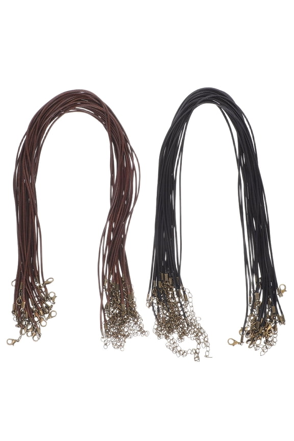 50 Pcs Waxed Polyester Necklace Cord with Clasp for Jewelry Making, Pendant String Rope Craft Supplies