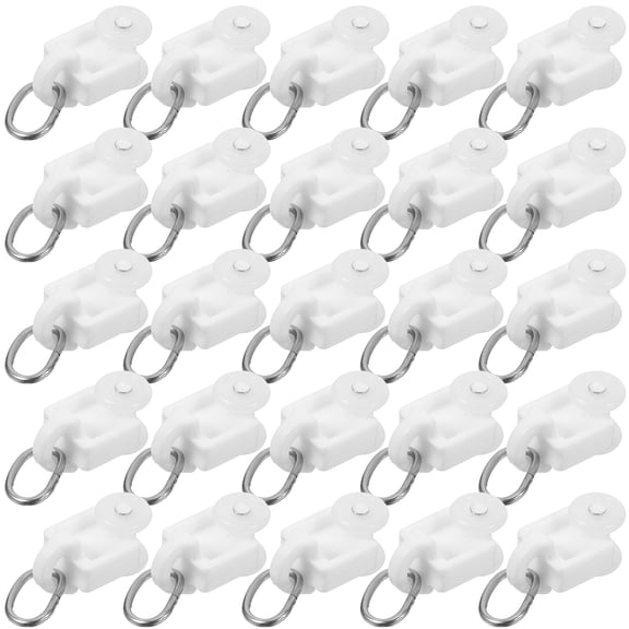 OFFIGAM 50Pcs White Curtain Roller Track Gliders for Smooth Sliding Window Curtains and Room Dividers