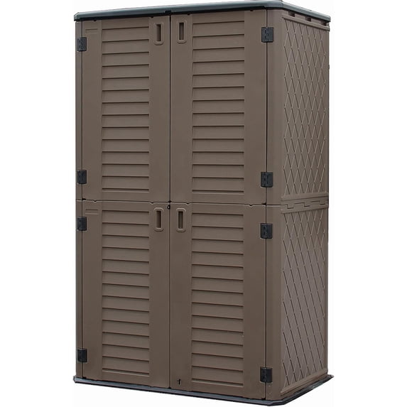 OFFIGAM 52CuFt Vertical Resin Storage Shed Waterproof with 4 Coffee Shelves 50x29x79.5in