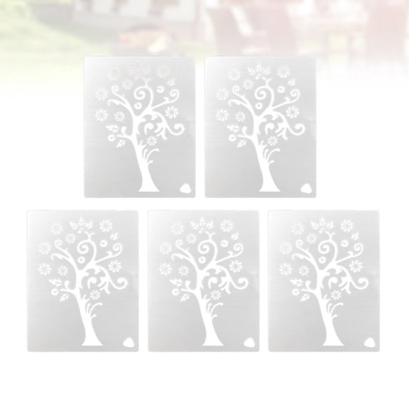 OFFIGAM 5Pcs Drawing Stencils White Tree Shape Premium Plastic for Creative Painting Projects