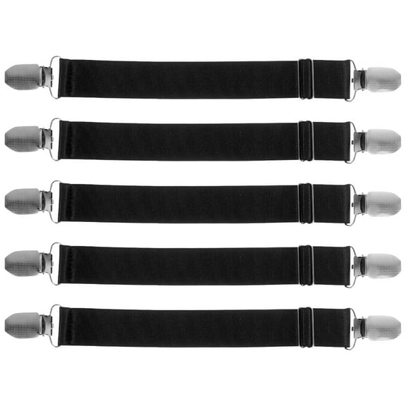 OFFIGAM 5-Pack Black Elastic Ankle Straps for Workout, Gym, Cycling, and Fitness Training with Clips