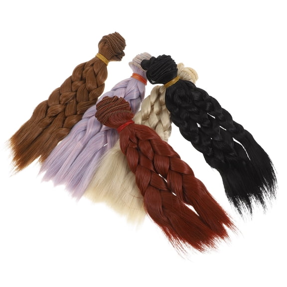 OFFIGAM 5Pcs Faux Hair Replacement for Dolls Synthetic Wig Hairpieces Assorted Colors DIY
