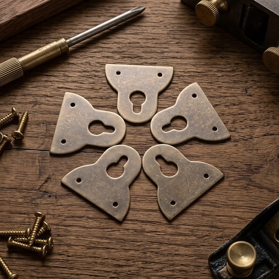 OFFIGAM 5-Pack Heavy Duty Metal Keyhole Wall Brackets for Secure Hanging of Picture Frames, Mirrors, and Plaques - No Drilling Required