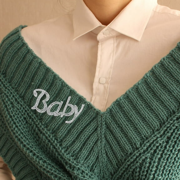 OFFIGAM 5Pcs Iron on Rhinestone Letter Patches Plated Silver Sparkly Alphabet Stickers for Fabric Bags Shoes Hats Decoration