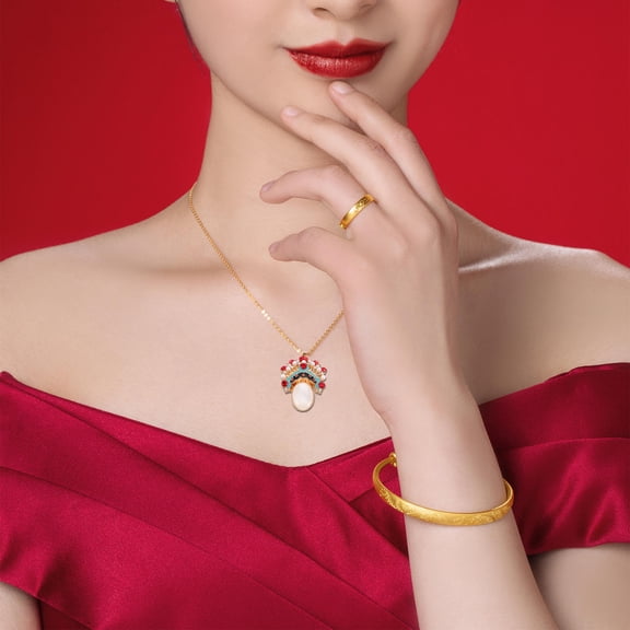 OFFIGAM 5-Pack Vintage Chinese Style Pendants for Jewelry Making with Alloy, Resin & Rhinestones - Crafting Supplies