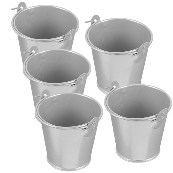 OFFIGAM 5-Pack Small Tin Buckets for Garden , Front Porch Decor, Storage Containers