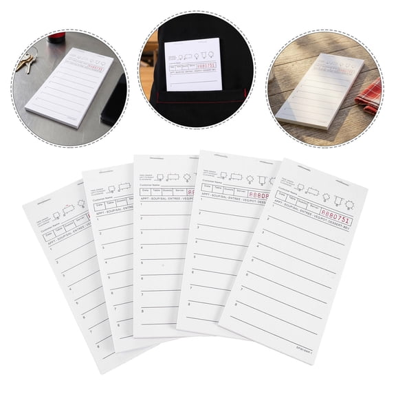 OFFIGAM Set of 5 Numbered Server Notepads with Thick White Pages for Quick Restaurant Order Taking and Efficient Bar Service