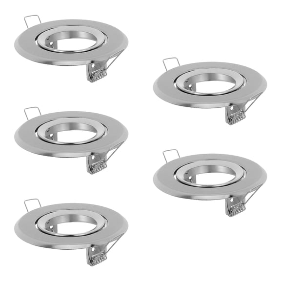 OFFIGAM 5Pcs Plated Silver Metal Recessed Light Trim Rings with Adjustable Spotlight Mount for Ceiling
