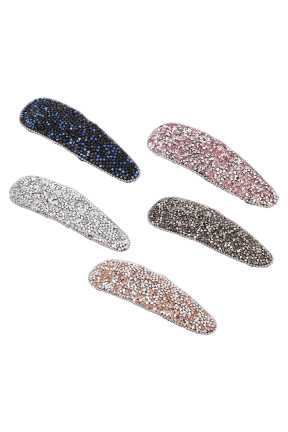 5-Pack Rhinestone Snap Hair Clips for Women and Girls, Sparkly Hair Accessories for Parties and Special Occasions
