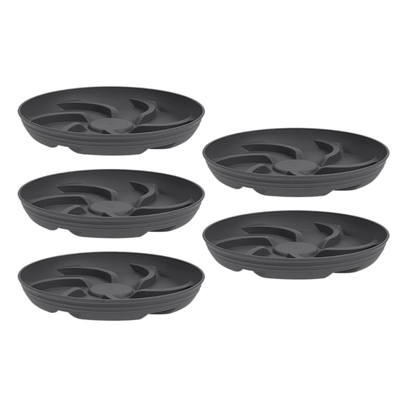 OFFIGAM Resin Plant Pot Base Trays, Dark Grey, Stable and Durable for Holding 5Pcs