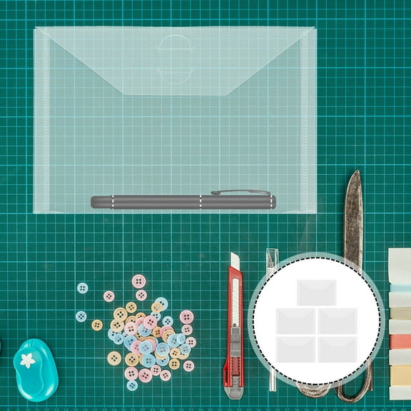 OFFIGAM Transparent Cutting Dies Organizer Pouches, 5-Pack Document and Photo Storage Bags for Crafting and Scrapbooking