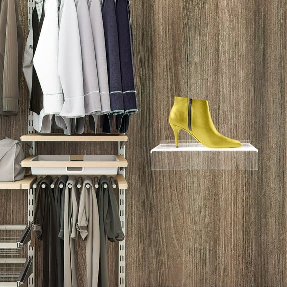 OFFIGAM Set of 5 Transparent Shoe Display Racks, Easy to Install Retail Shelves for Wall Mounting and Home Use
