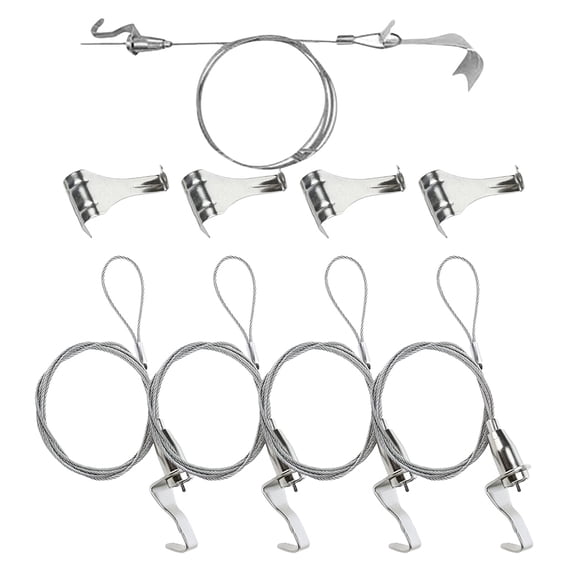 OFFIGAM 5 Sets Adjustable Picture Hanging Wire Hooks with Steel Rail System for Home, Office, Gallery Wall Display