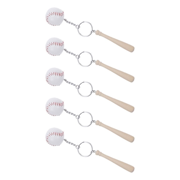OFFIGAM 5pcs Baseball Keyring Keychain Beige Timber Separate Keys for Friends