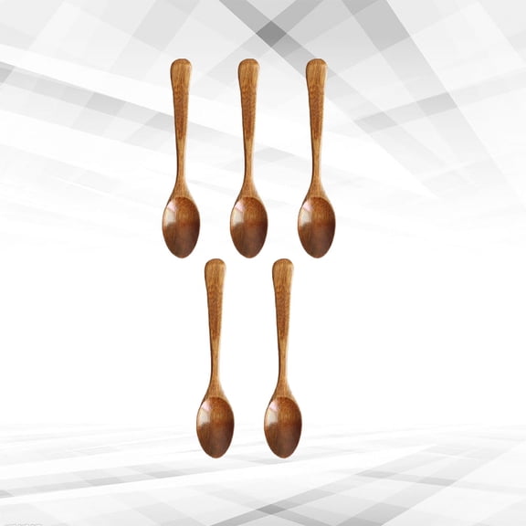 OFFIGAM 5pcs Wooden Dessert Spoons Lightweight Set for Restaurant and Home Use Flatware
