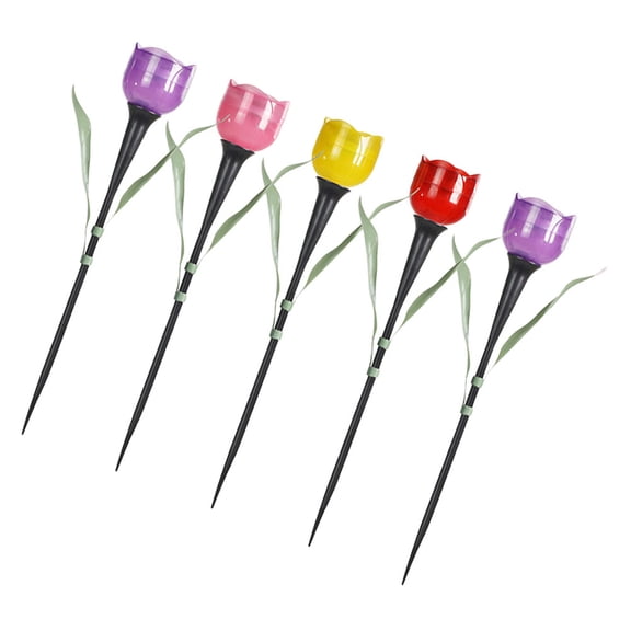 OFFIGAM 5pcs Outdoor Solar Decorative Lights Plastic Warm Glow for Garden Patio Yard Homeowners