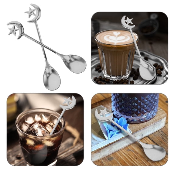 OFFIGAM 6Pcs Ice Cream Spoon Stainless Steel Mixing Cute Household Users Coffee Station