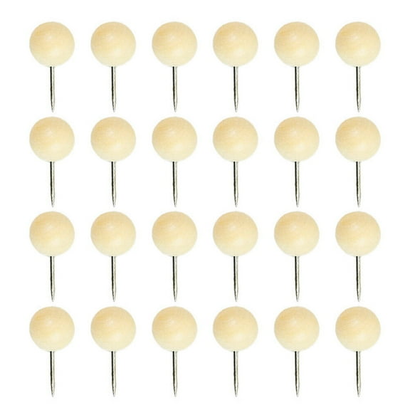 OFFIGAM 60 Pcs Push Pins for Posters Ivory Wooden Iron Multi-function Household Use