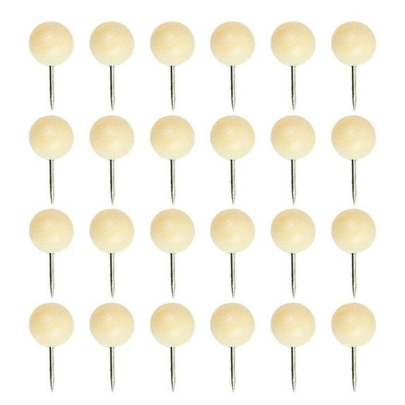 OFFIGAM 60 Pcs Push Pins for Posters Ivory Wooden Iron Multi-function Household Use