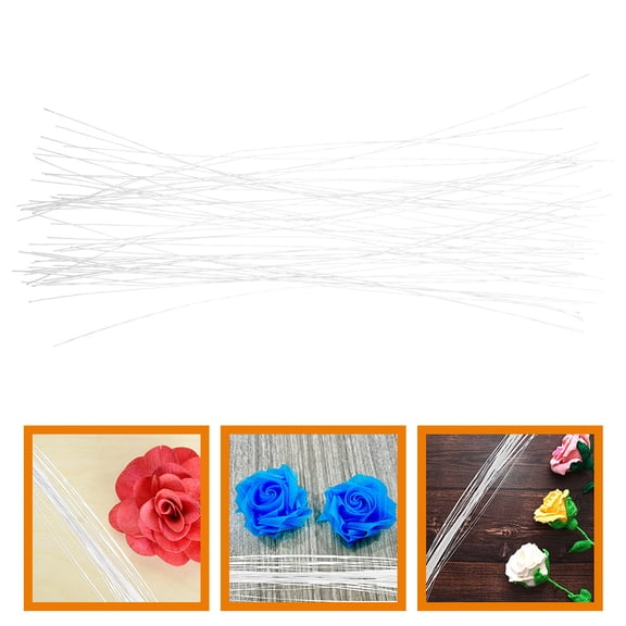 OFFIGAM 60 Pieces White Floral Wire Stems for DIY Artificial Flower Arrangements and Craft Decorations