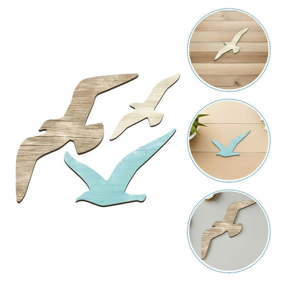 OFFIGAM 6PCS Wooden Seagulls Nautical Decor for Home Decoration Coastal Style Wall Art