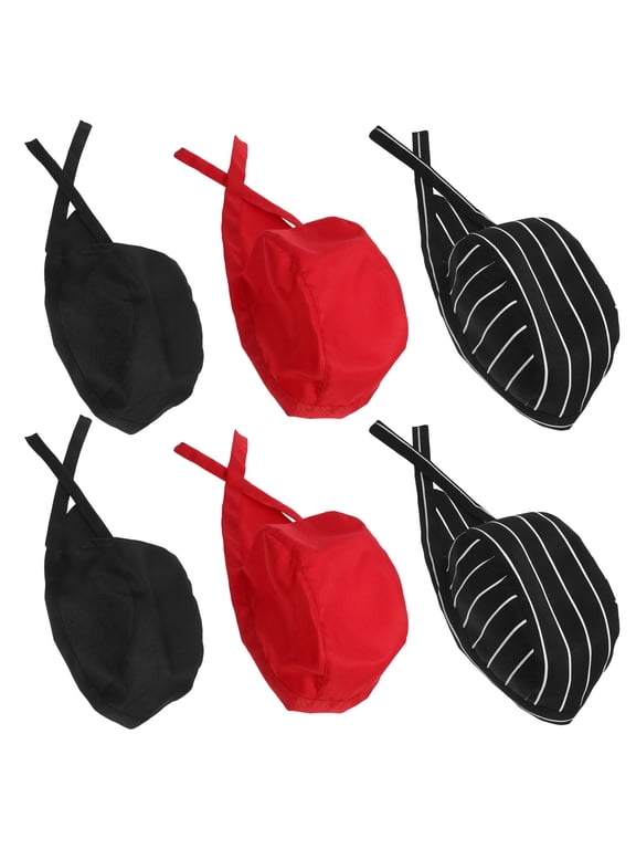 6pcs Chef Hats Cotton Breathable Adjustable Tieback Kitchen Caps