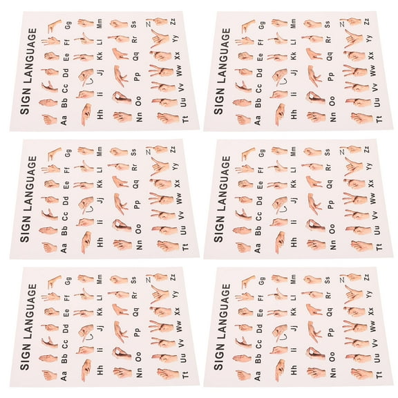 OFFIGAM 6-Pack Posters for Classroom Decor, Multi-Color Sign Language Charts with Complete Alphabet Coverage