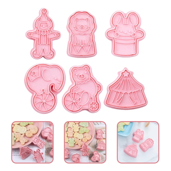 OFFIGAM 6-Piece Circus Theme Plastic Cookie Cutters Set for Baking and Party Fun with Friends