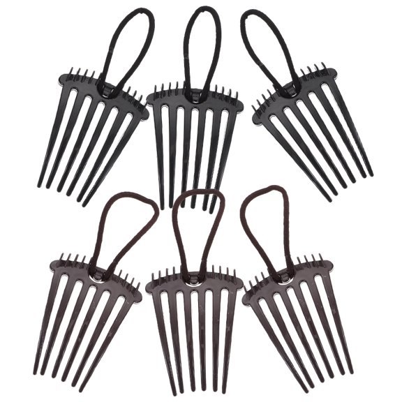 OFFIGAM 6Pcs Hair Bump Combs with Elastic Band for Volume Assorted Color Plastic Hair Accessories