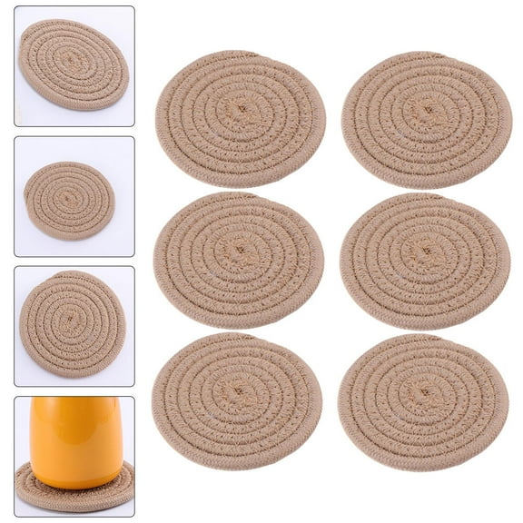 OFFIGAM 6Pcs Woven Cotton Coasters Set Heat Protection for Coffee Table