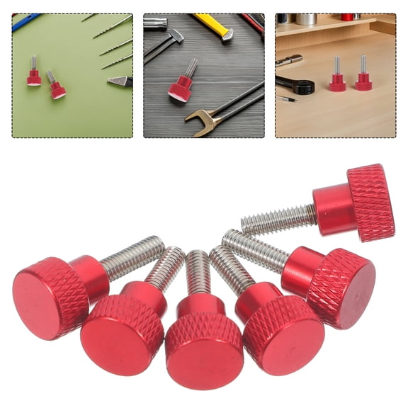 OFFIGAM 6Pcs Lightweight Red Aluminum Knurled Thumb Screws for Computer Case and Monitor Mount