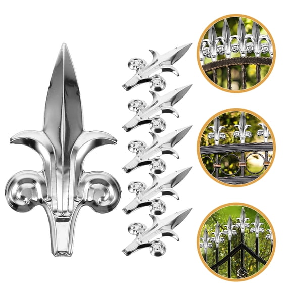 OFFIGAM 6Pcs Plated Silver Metal Fence Finials Fence Topper for Garden Yard and Gate Post Decorations