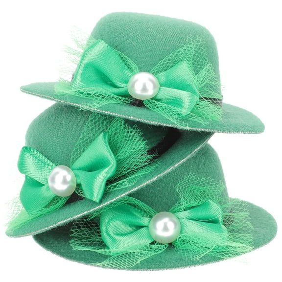 OFFIGAM 6Pcs Patricks Day Party Accessories Dark Green EVA Flannelette Wine Bottle Hats for Family Gathering