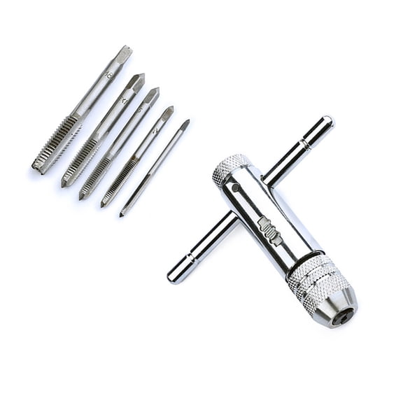 OFFIGAM T-Handle Tap Wrench, Plated Silver, Solid, for Furniture Repair, 6Pcs